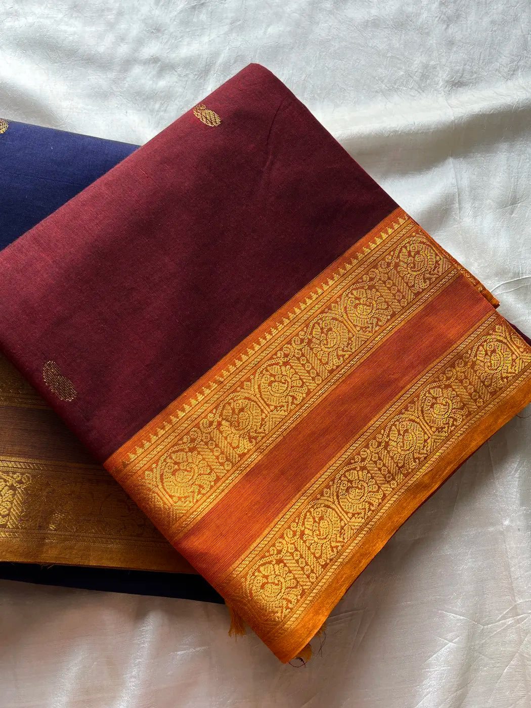 Vintage Loom Edit | Maroon Kanchi Cotton Saree