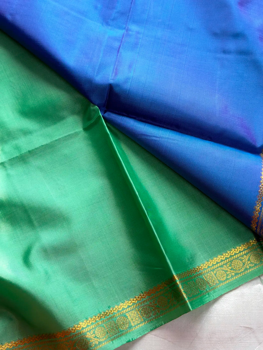 Vegan Silks | Chinnalampattu Saree – Peacock Blue