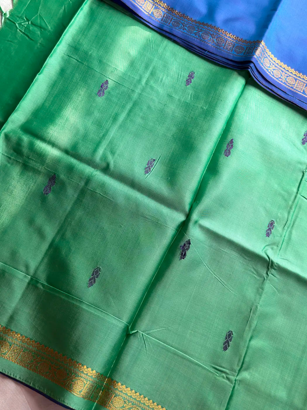 Vegan Silks | Chinnalampattu Saree – Peacock Blue
