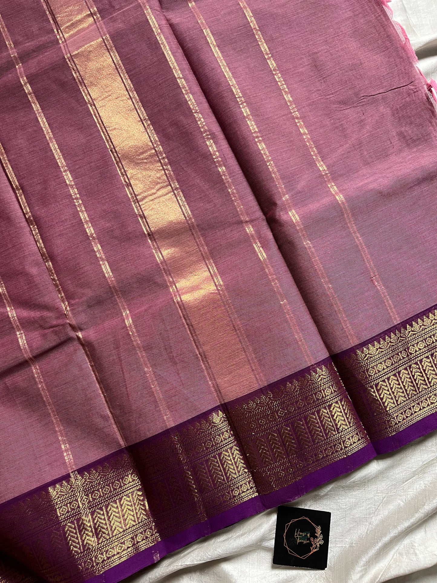 Pastel Lavender Chettinadu Cotton Saree with Dark Magenta Zari Border – House of Thansha
