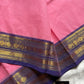 Rose Pink Chettinadu Cotton Saree with Violet Zari Border – House of Thansha