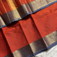 Rust Orange Chettinadu Cotton Saree with Blue Zari Border – House of Thansha