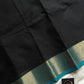 Black Chettinadu Cotton Saree with Blue Zari Border – House of Thansha