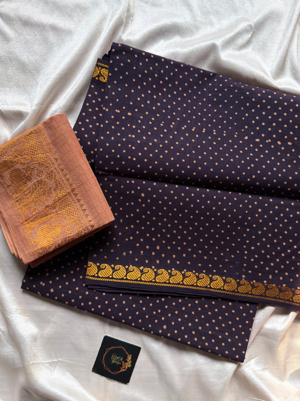 Madurai Sungudi Cotton - Midnight Navy