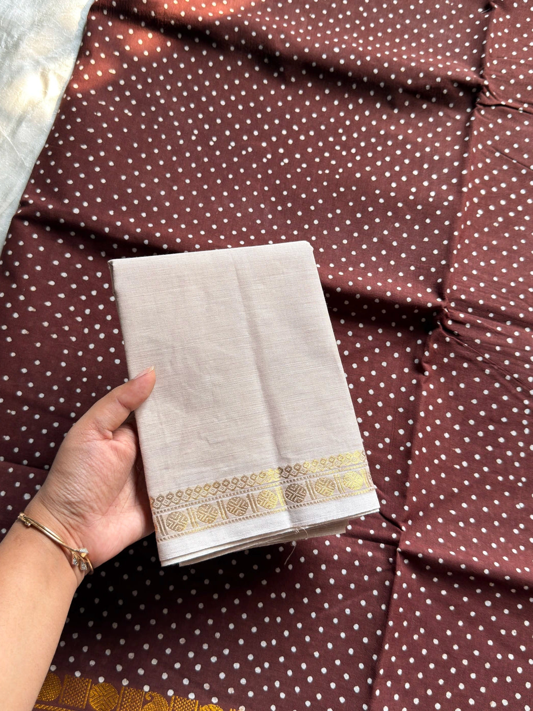 Madurai Sungudi Cotton - Brown