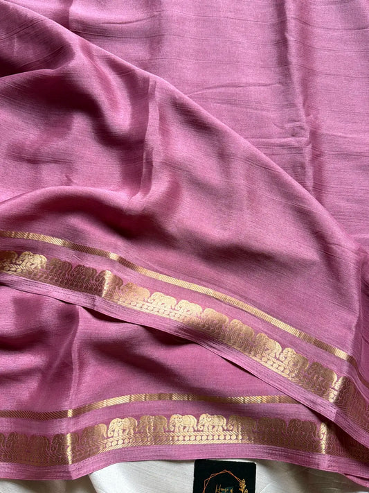 Semi Mysore Silk Saree – Pastel Pink