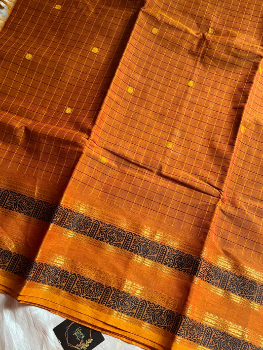 Kattam Edit – Golden Yellow Checked Chettinadu Cotton