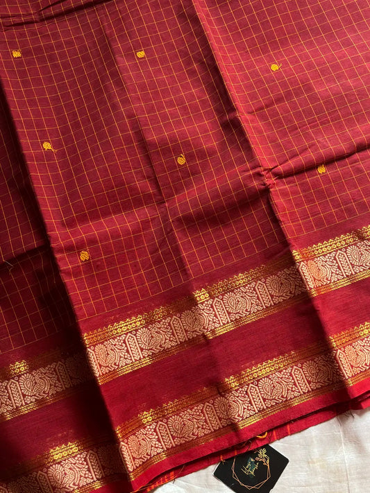 Kattam Edit – Maroon Checked Chettinadu Cotton