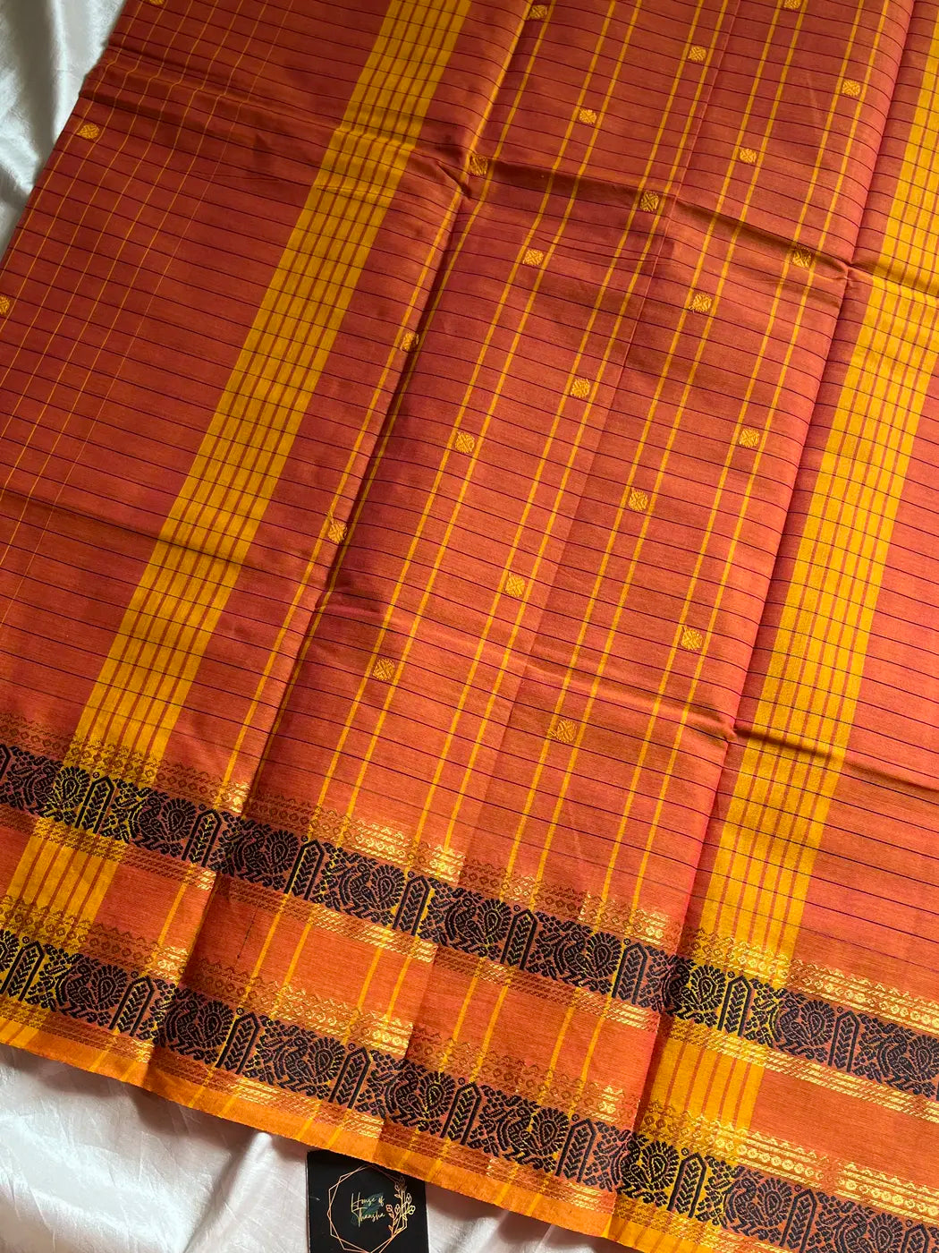 Kattam Edit – Orange Checked Chettinadu Cotton