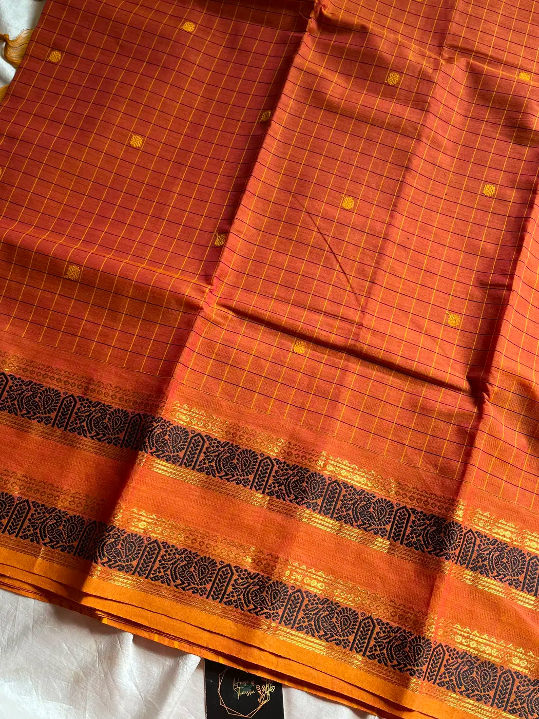 Kattam Edit – Orange Checked Chettinadu Cotton