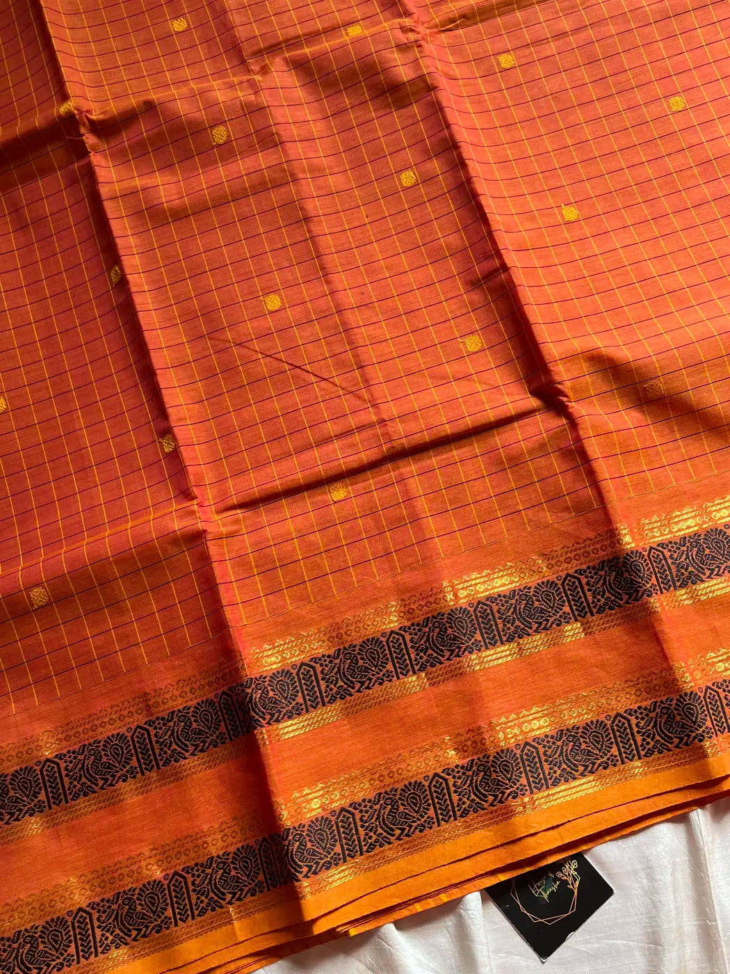 Kattam Edit – Orange Checked Chettinadu Cotton