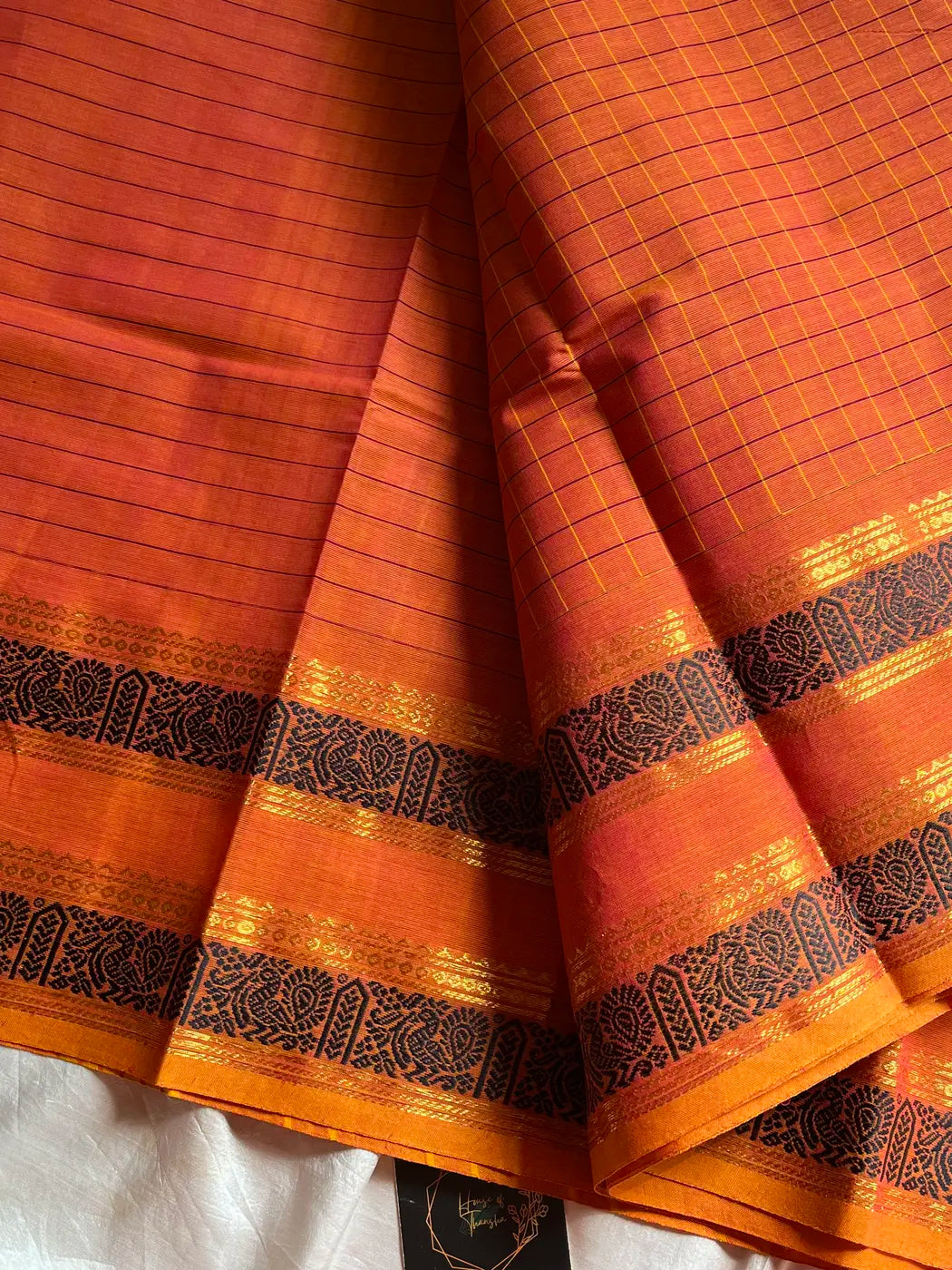 Kattam Edit – Orange Checked Chettinadu Cotton