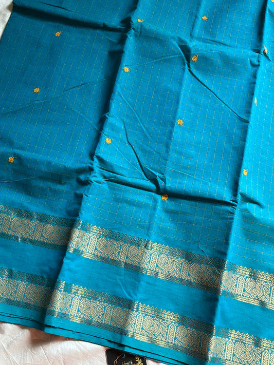 Kattam Edit – Sky Blue Checked Chettinadu Cotton