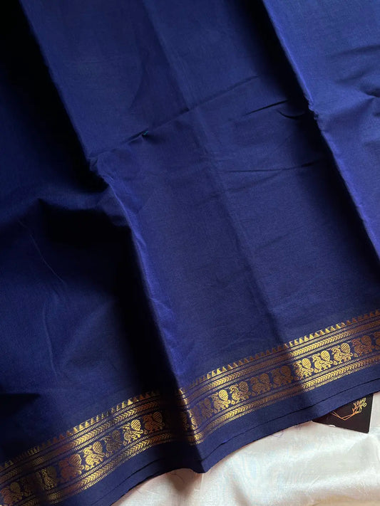 Minimal Border Edit - Royal Blue Cotton Saree