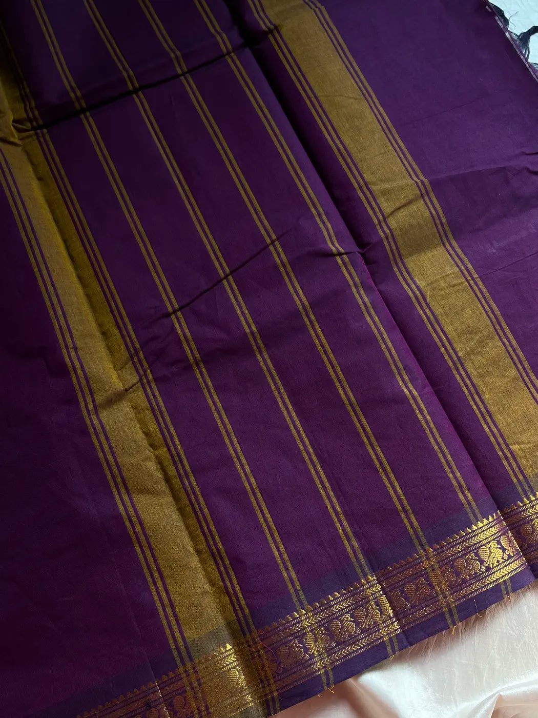 Minimal Border Edit - Royal Purple Cotton Saree