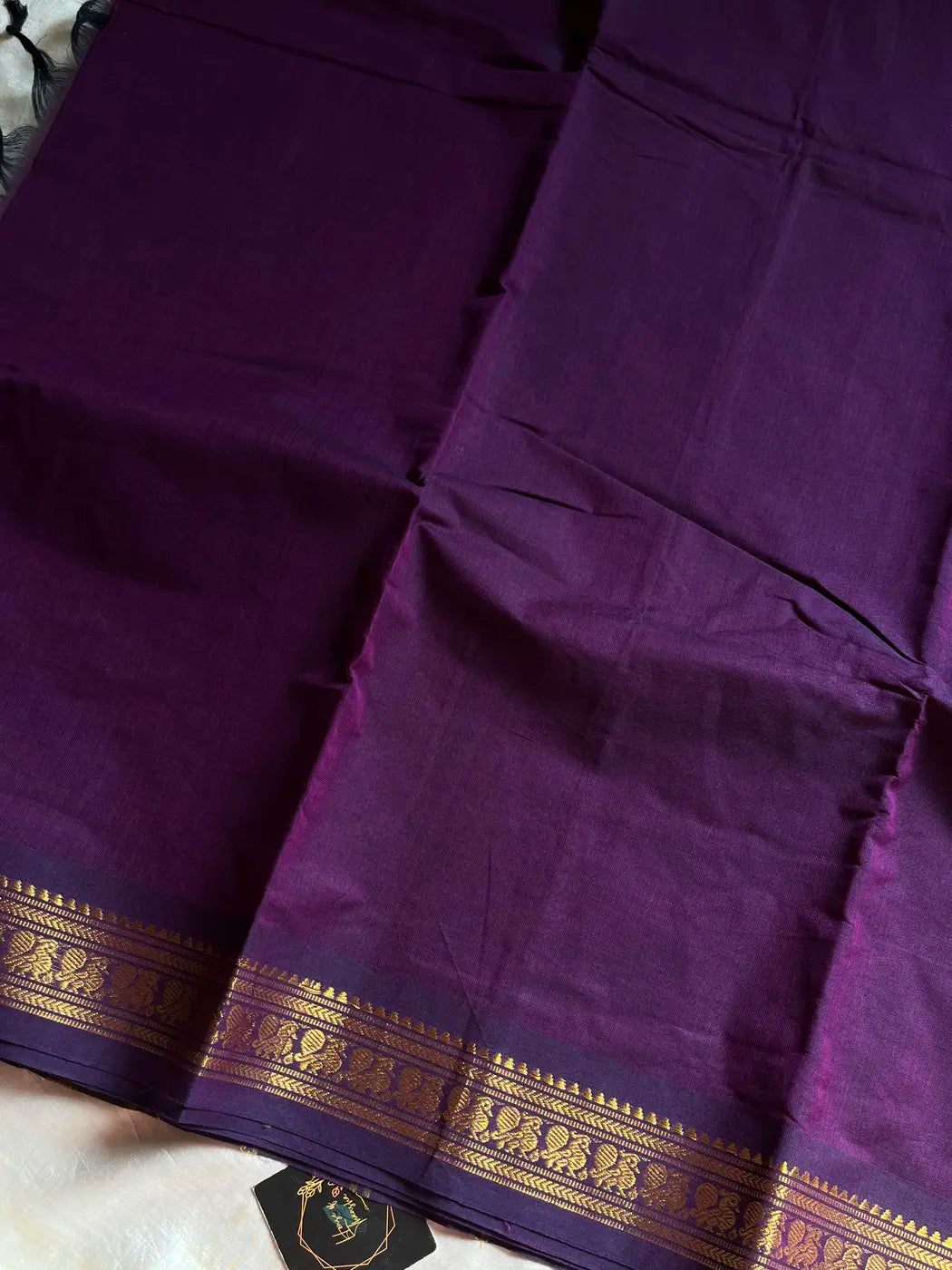 Minimal Border Edit - Royal Purple Cotton Saree