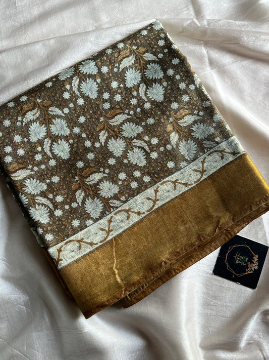 Semi Tussar - Mustard Floral