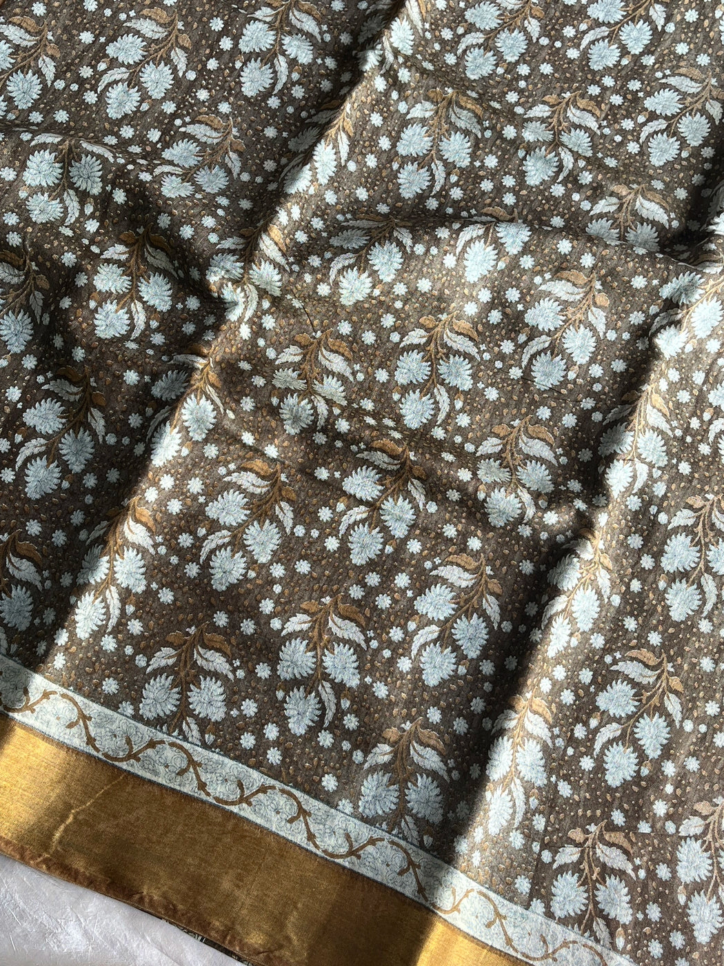 Semi Tussar - Mustard Floral