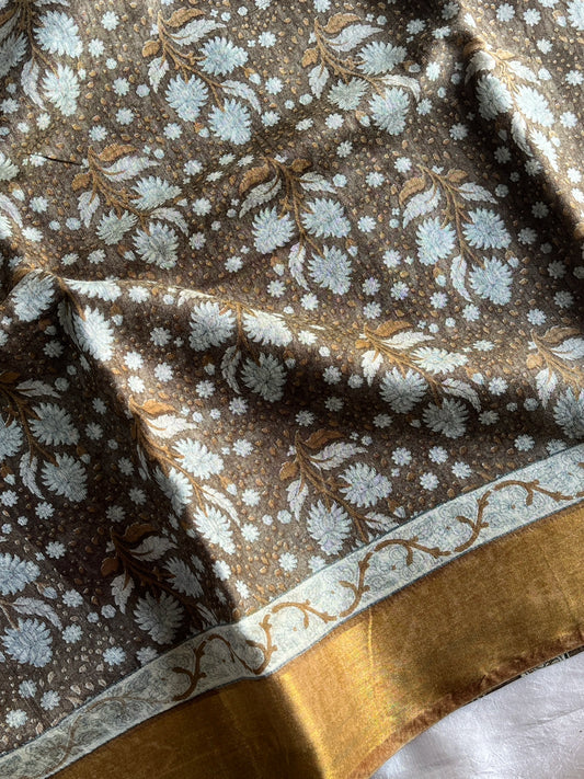 Semi Tussar - Mustard Floral