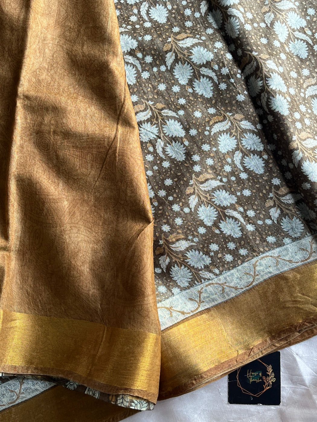 Semi Tussar - Mustard Floral