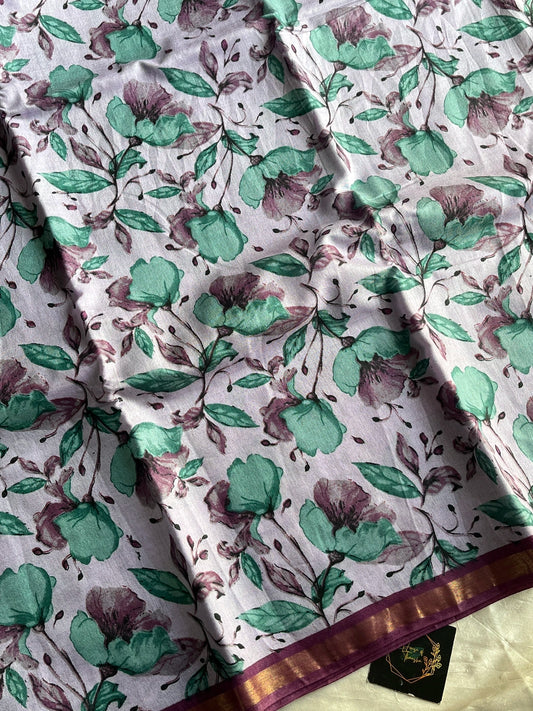 Semi Tussar - Lavender Floral