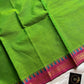 Subtle Weaves Green Kanchi Cotton Saree with small border and delicate woven detailing – House of Thansha