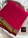 Subtle Weaves Pink Kanchi Cotton Saree with woven detailing and elegant small border – House of Thansha