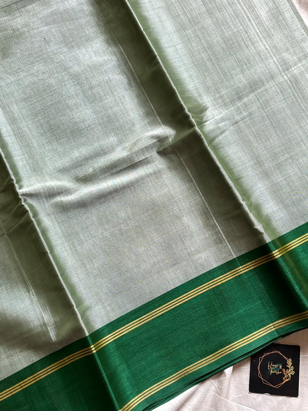 Devendra Saree – Pastel Green | Vegan Handloom Art silk