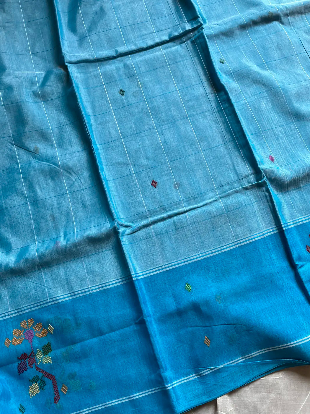 Chedibutta Saree - Handloom Vegan Art Silk - Blue