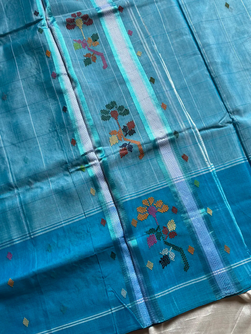 Chedibutta Saree - Handloom Vegan Art Silk - Blue