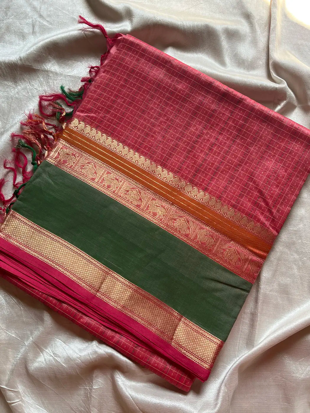Pattu Nool Edit | Kanchi Silkcotton saree - Pink