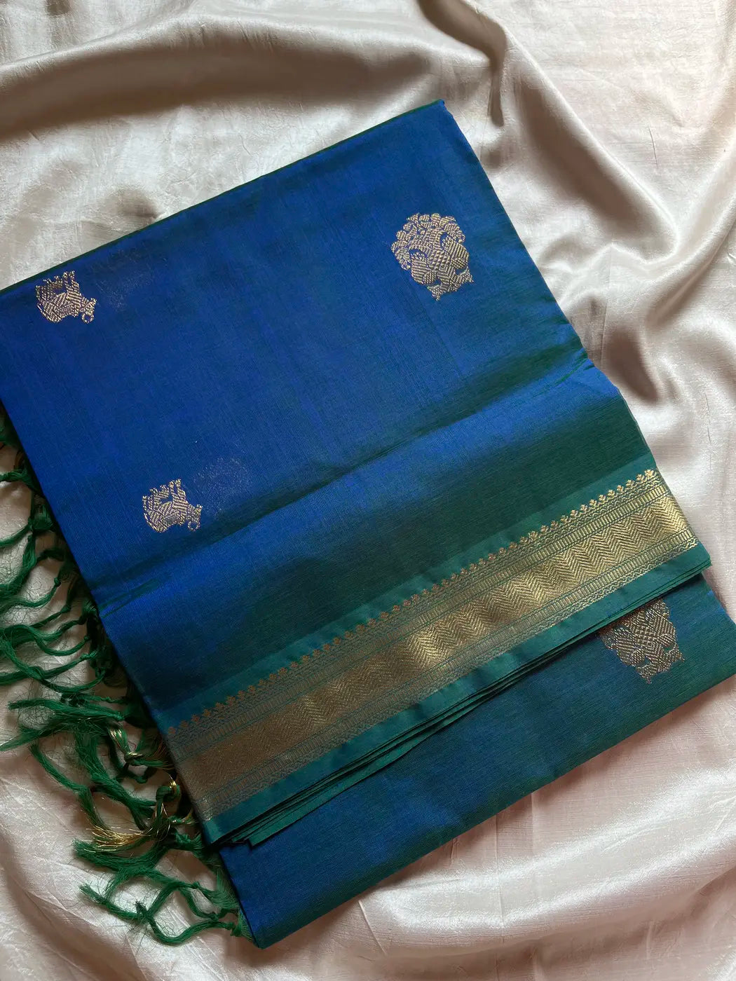 Pattu Nool Edit | Kanchi Silkcotton saree - Blue
