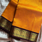 Mango Yellow Korvai Kanchivaram Silk Cotton Saree with Brown Zari Border – Pattu Nool Edit by House of Thansha
