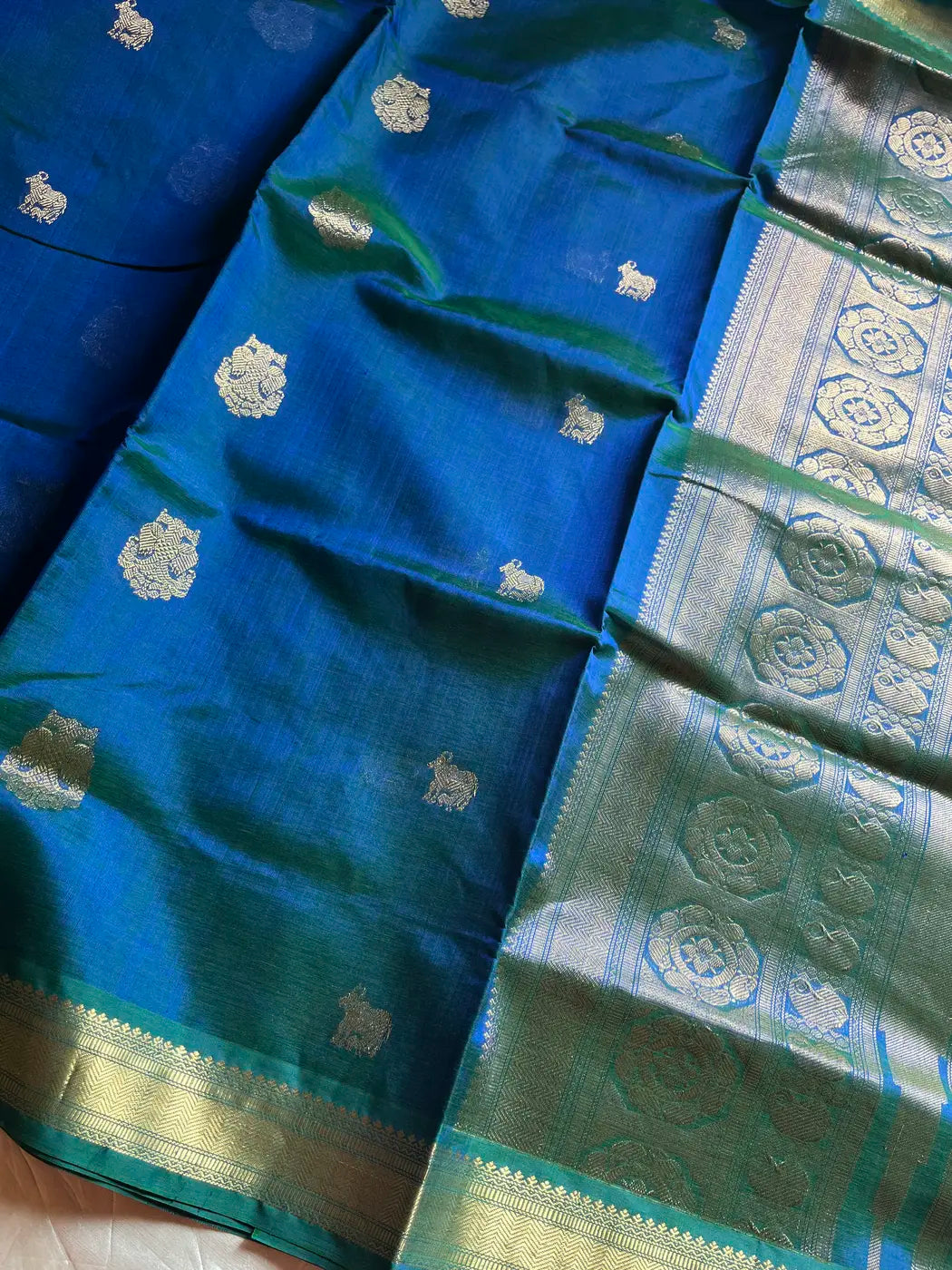 Pattu Nool Edit | Kanchi Silkcotton saree - Blue