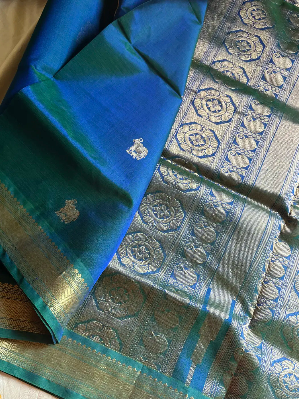 Pattu Nool Edit | Kanchi Silkcotton saree - Blue