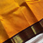 Mango Yellow Korvai Kanchivaram Silk Cotton Saree with Brown Zari Border – Pattu Nool Edit by House of Thansha