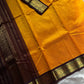 Mango Yellow Korvai Kanchivaram Silk Cotton Saree with Brown Zari Border – Pattu Nool Edit by House of Thansha