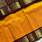 Mango Yellow Korvai Kanchivaram Silk Cotton Saree with Brown Zari Border – Pattu Nool Edit by House of Thansha