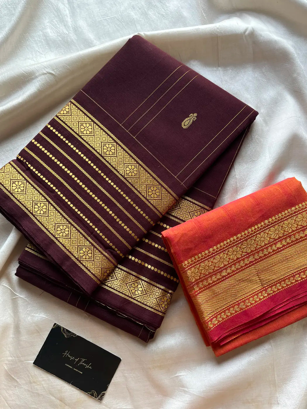 Kandaangi Chettinadu Cotton Saree – Brown