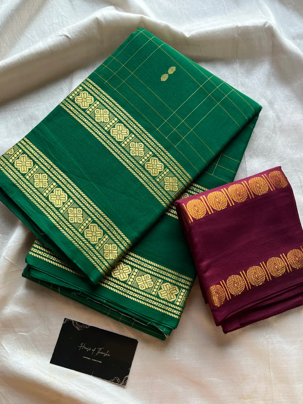 Kandaangi Chettinadu Cotton Saree – Green