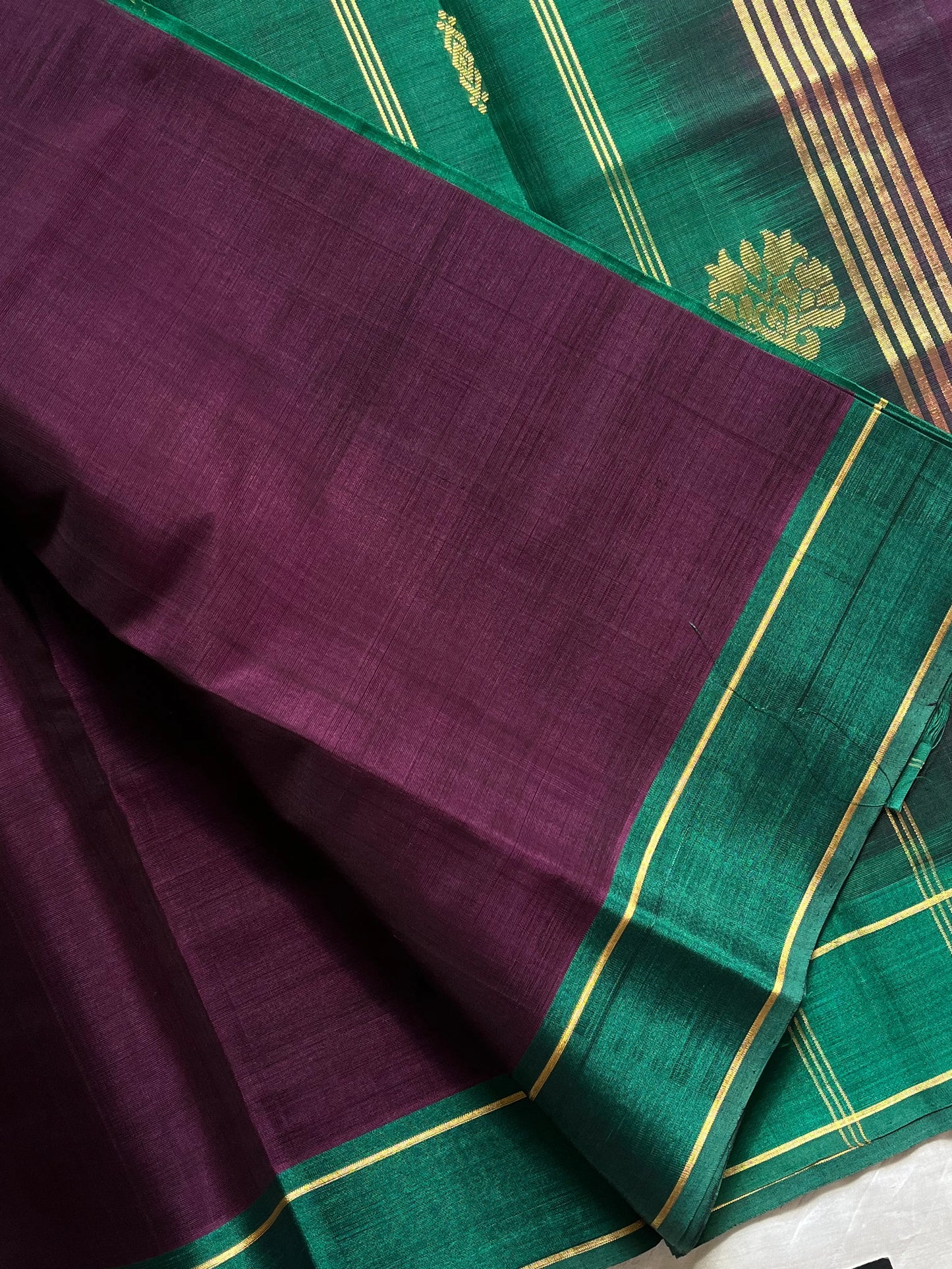 Vegan Weaves – Royal deep purple Handloom Art Silk Saree