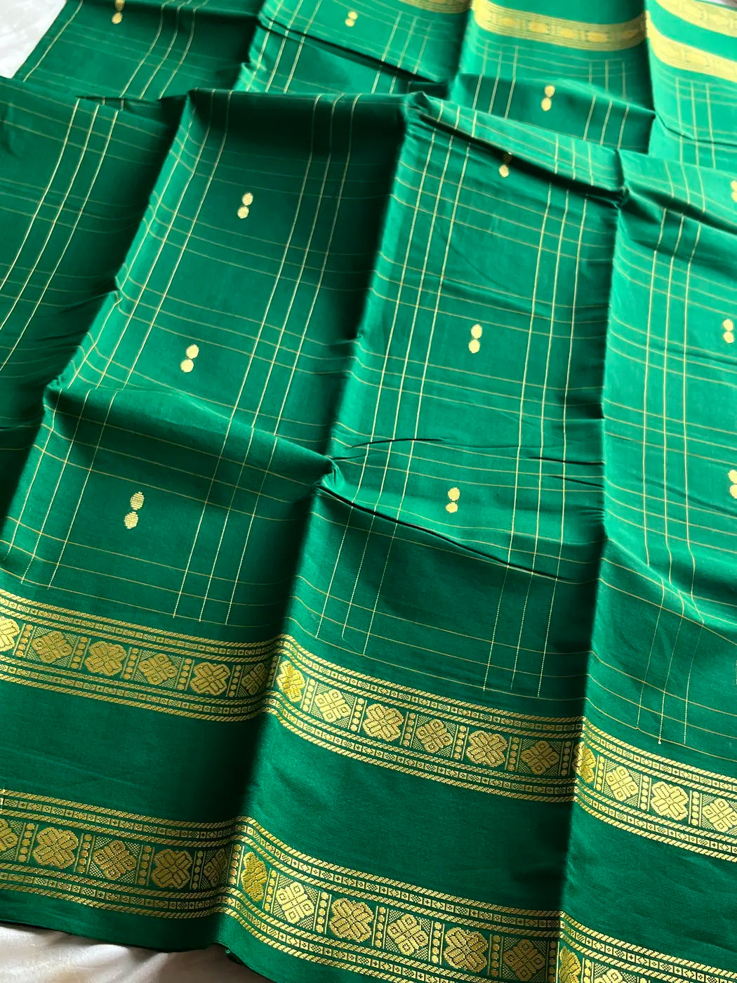 Kandaangi Chettinadu Cotton Saree – Green
