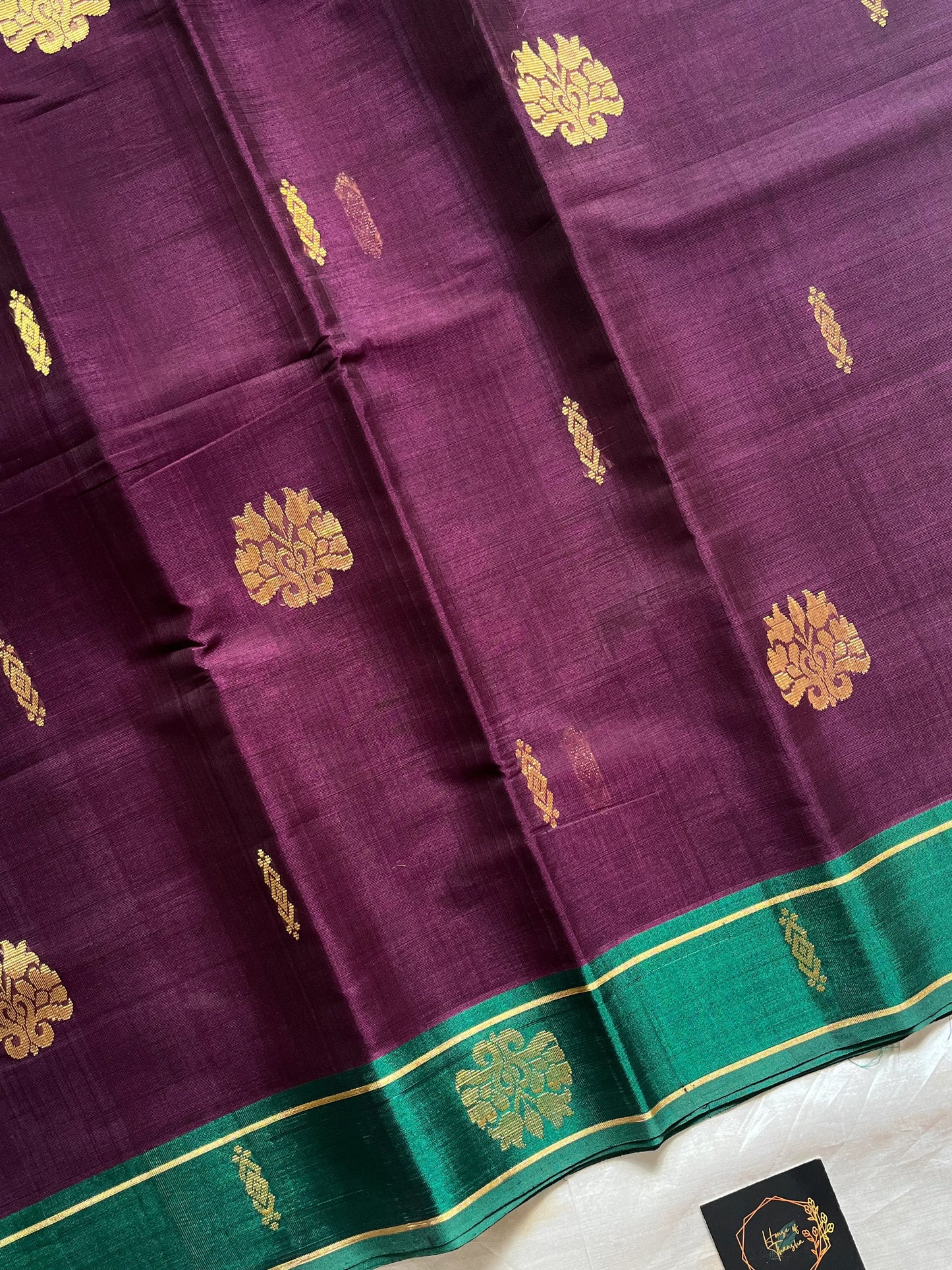 Vegan Weaves – Royal deep purple Handloom Art Silk Saree