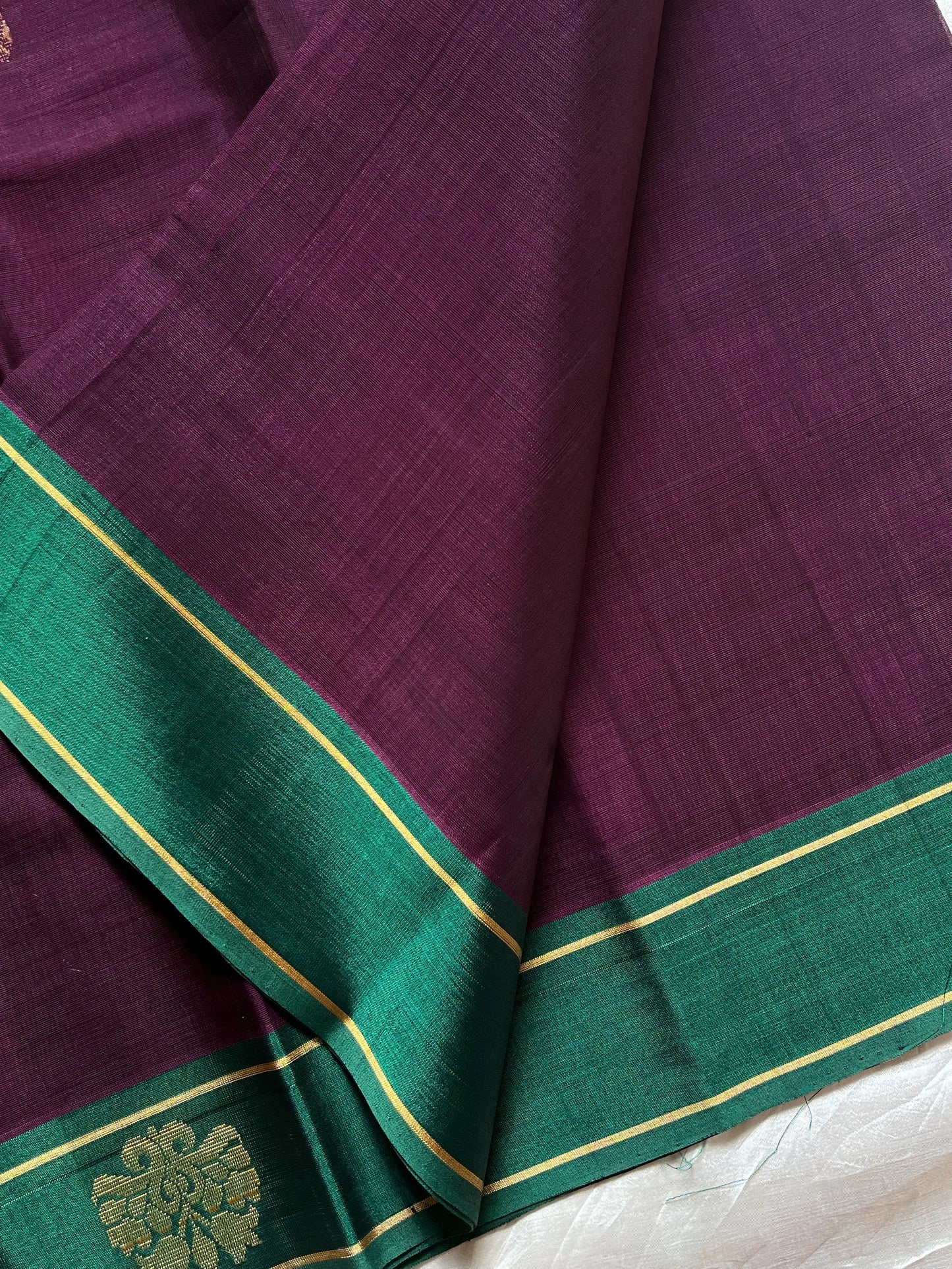 Vegan Weaves – Royal deep purple Handloom Art Silk Saree