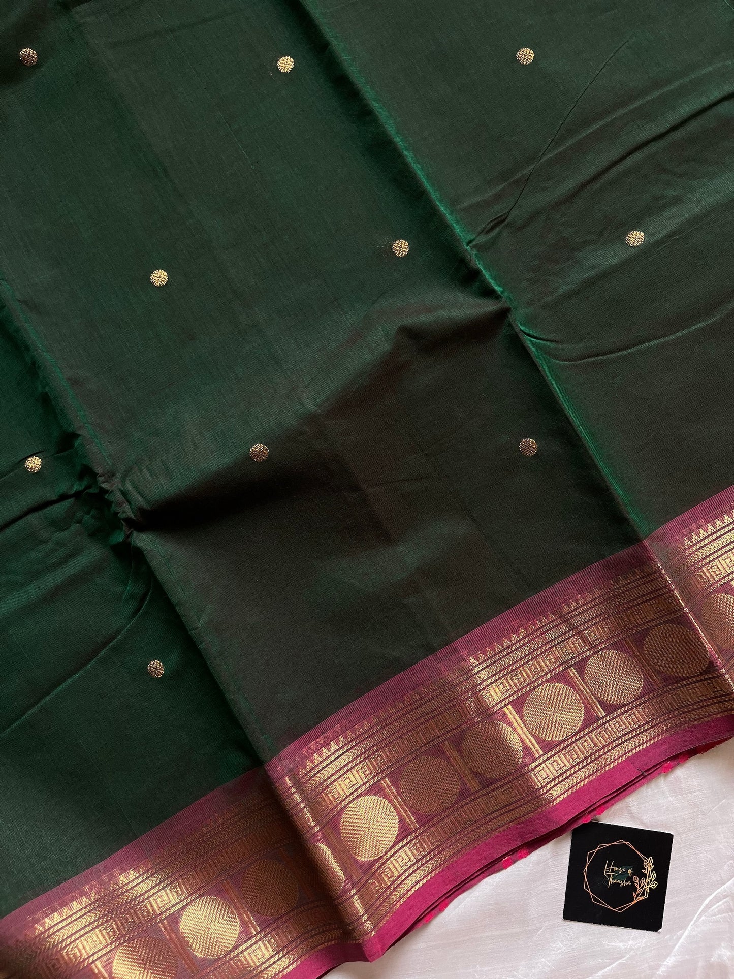 Vintage Loom Edit | Dark Green Kanchi Cotton Saree