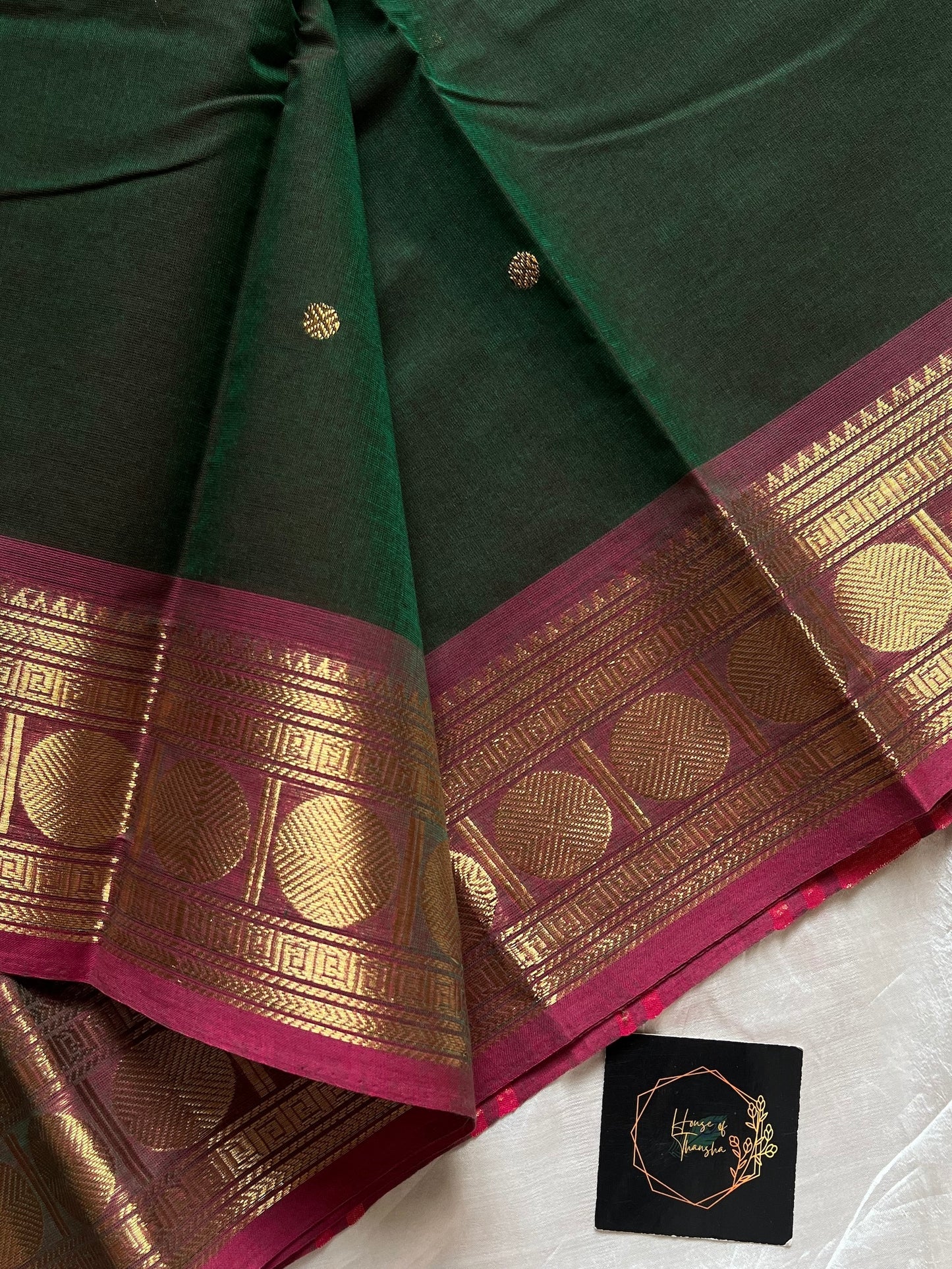 Vintage Loom Edit | Dark Green Kanchi Cotton Saree
