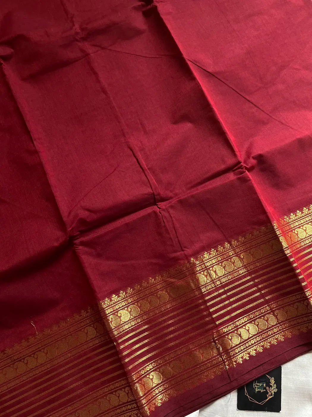 Subtle Weaves | Maroon Kanchi Cotton Saree