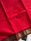 Minimal Border Edit - Red Cotton Saree