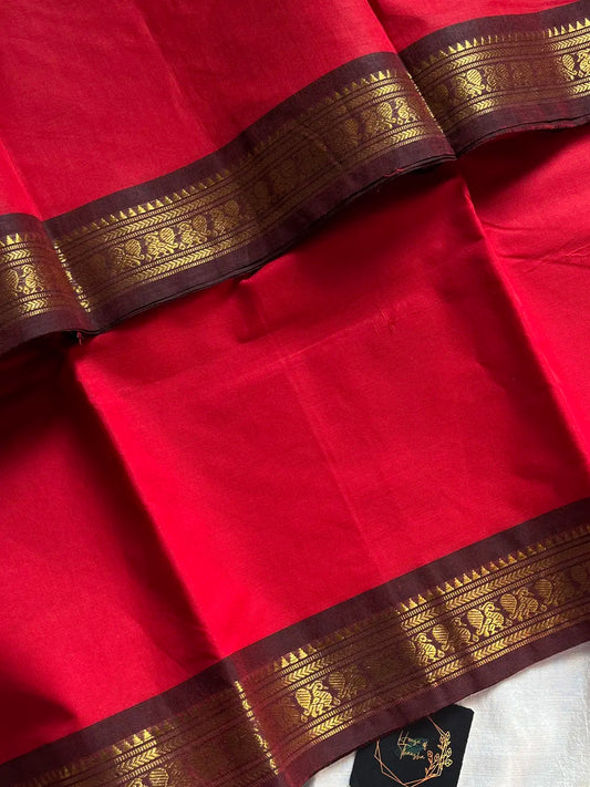 Minimal Border Edit - Red Cotton Saree