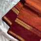 Rust Orange Kanchi cotton saree with maroon Rettaipettu border and zari pallu – House of Thansha
